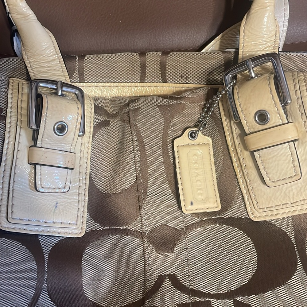 Coach Beige and Brown Signature Bag CALLOUTS! View pics for details! - Picture 7 of 7